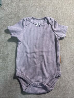 Ribbed Lilac Baby One-Piece Bodysuit